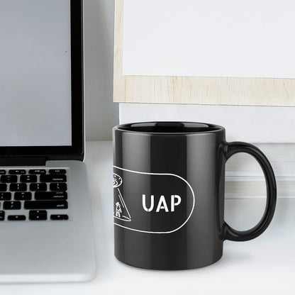 UFO UAP Tic Tac Print Wrap Drinkware Black 11oz Ceramic Cup Mug