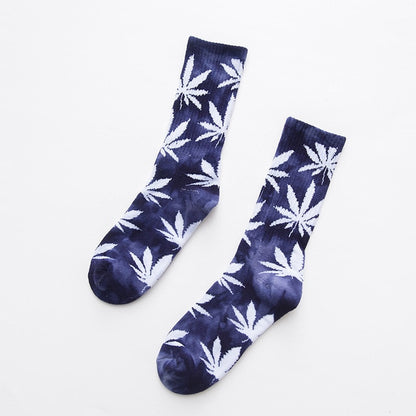 Men's Maple Leaves Print Socks Colourful Cotton Footwear