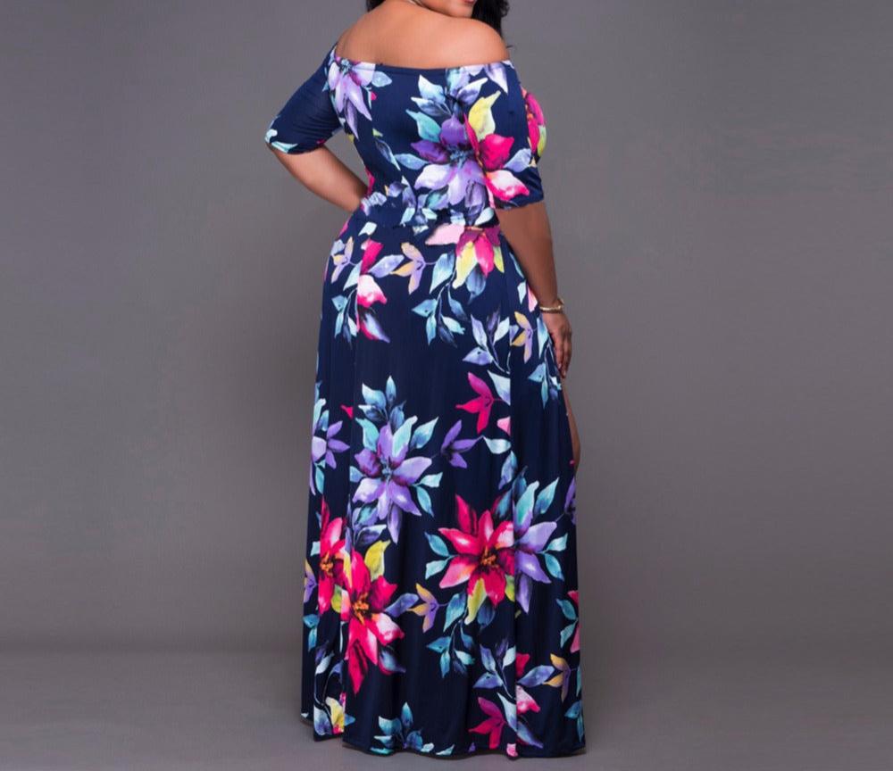 Women's Plus Size Floral Print Romper Jumpsuit With Skirt Overlay Bardot Short Sleeve Fitted Split Thigh Outfit