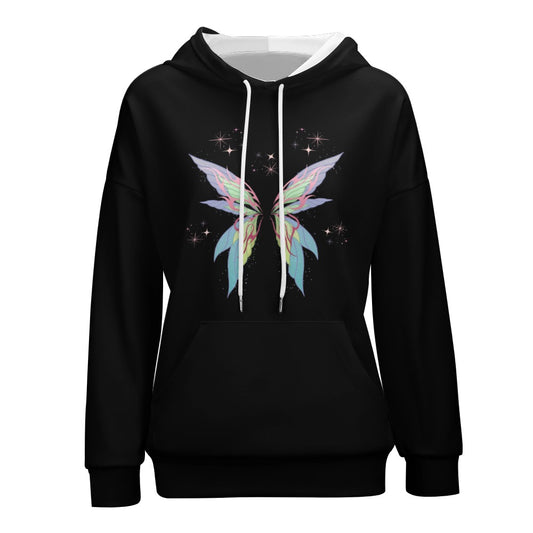 Women's Butterfly Print Dropped Sleeve Hoodie