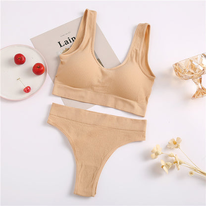 Women's Seamless Underwear Bra Top and Pants Set Underwear