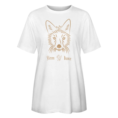 TABOO TIDE Women's Coyote Storm Dance Cotton T-Shirt Front and Back Graphic