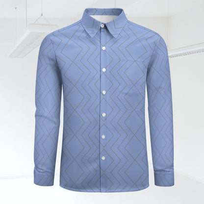 Men's Zig Zag Stripe Print Shirt Long Sleeves Button Front Collar One Pocket Casual Smart Dress Shirt All Sizes