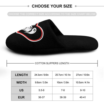 Women's Ghost Love Heart Print Flannel Slippers Soft Comfortable Indoor Home Shoes Halloween Season Black