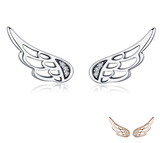 Women's Fairy Wings Stud Earrings 925 Sterling Silver Jewellery