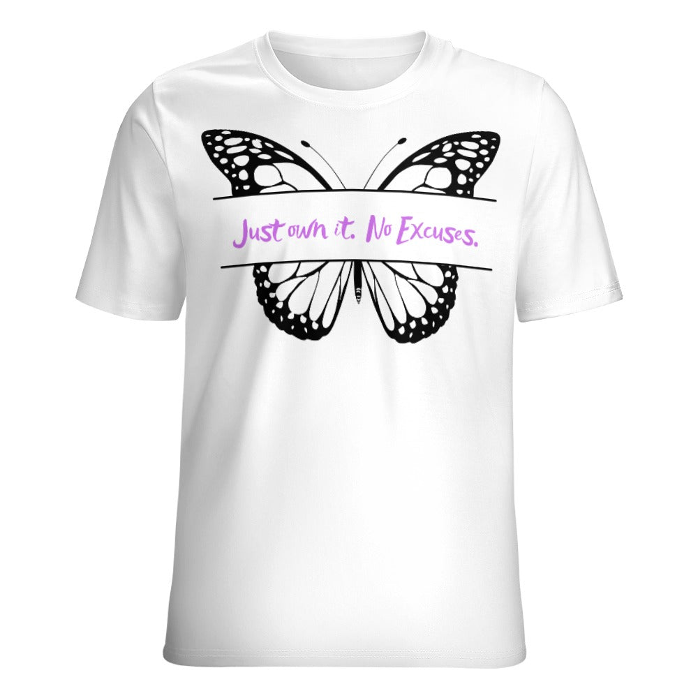 Women's Just Own It No Excuses Butterfly Letter Print T-Shirt Round Neck Short Sleeve Top All Sizes