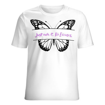 Women's Just Own It No Excuses Butterfly Letter Print T-Shirt Round Neck Short Sleeve Top All Sizes