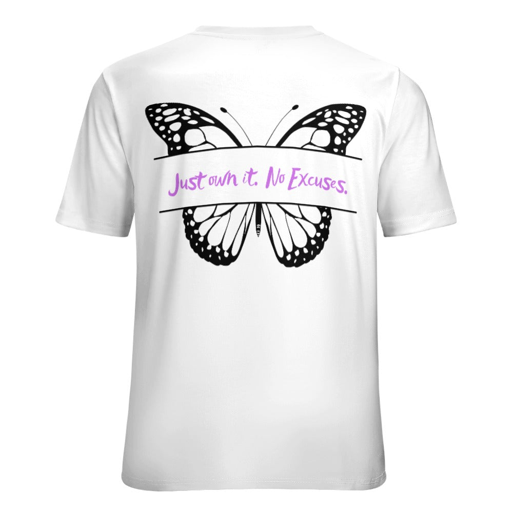 Women's Just Own It No Excuses Butterfly Letter Print T-Shirt Round Neck Short Sleeve Top All Sizes