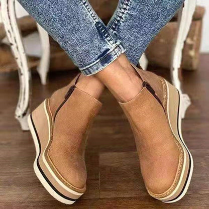 Women's Faux Leather Platform Wedge Ankle Boots