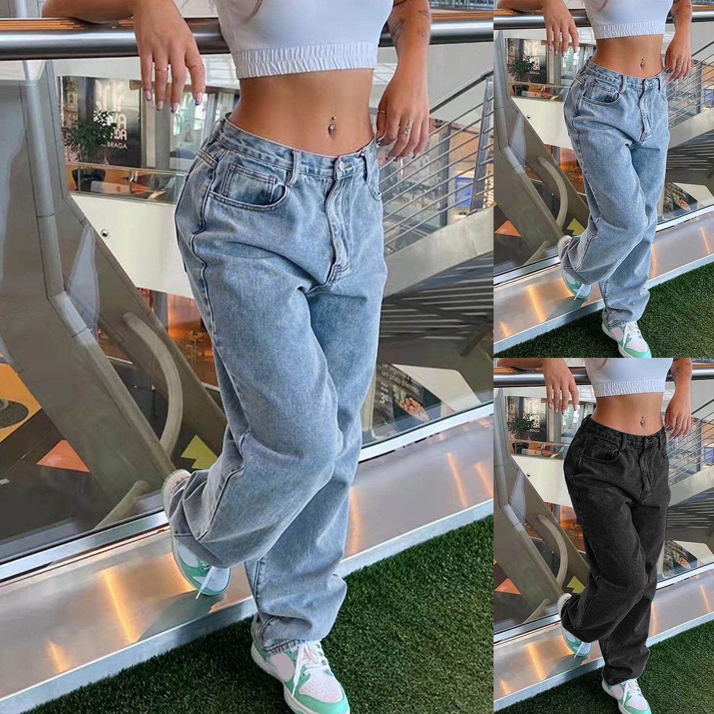 Women's Fashion Denim Jeans Wide Leg Trousers