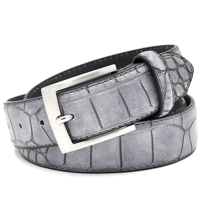 Men's PU Leather Belt Snakeskin Pin Buckle Casual Fashion Accessories