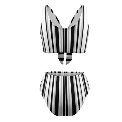Women's Stripe Two Piece Tie Front Bikini