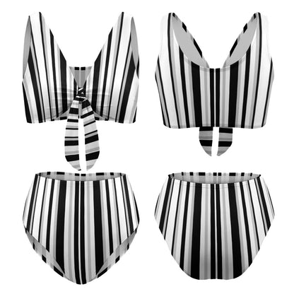 Women's Stripe Two Piece Tie Front Bikini