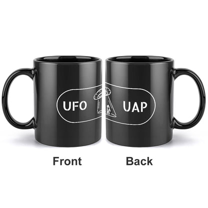 UFO UAP Tic Tac Print Wrap Drinkware Black 11oz Ceramic Cup Mug