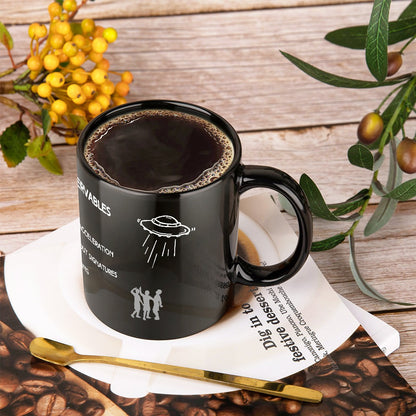 UFO UAP The 5 Observables Letter Print Black Ceramic Wrap Mug 11oz