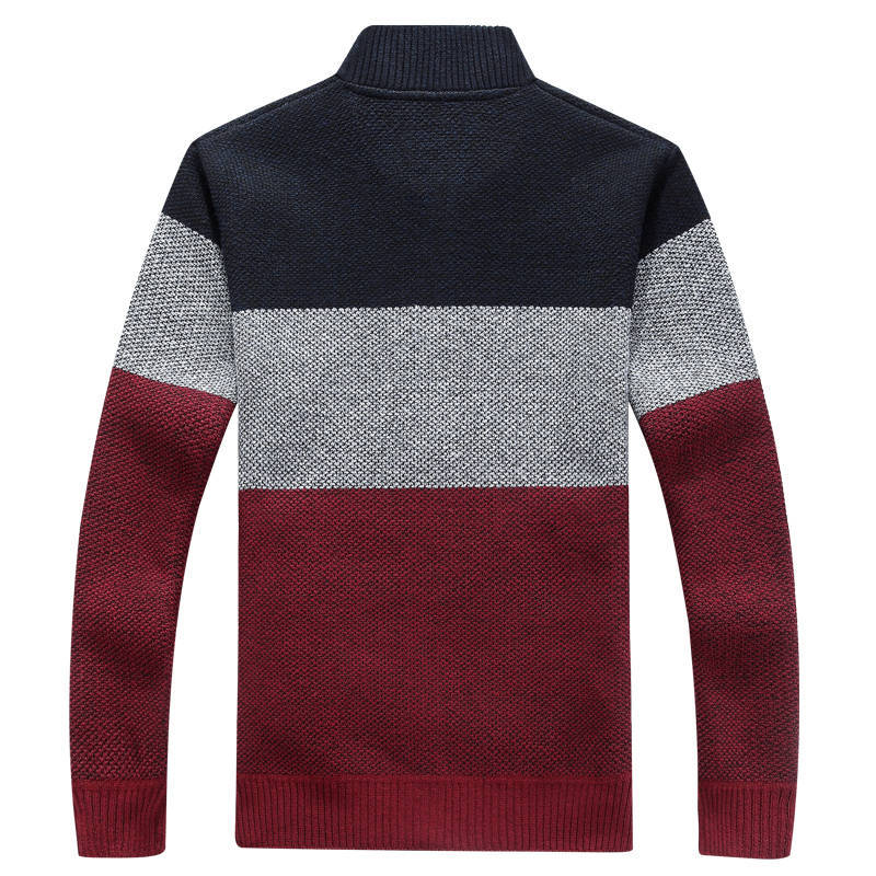 Men's Block Colour Thick Knitted Soft  Lined Zipper Cardigan Jacket Outwear Streetwear Autumn Fashion