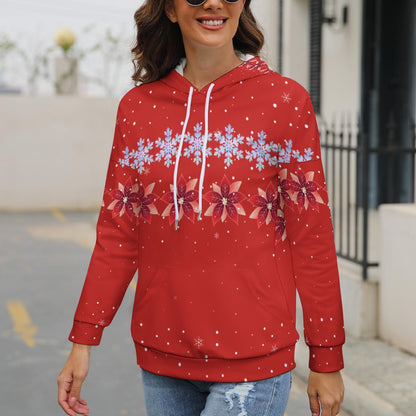 Women's Christmas Snowflake Flower Dropped Sleeve Hoodie