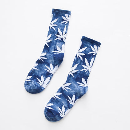 Men's Maple Leaves Print Socks Colourful Cotton Footwear