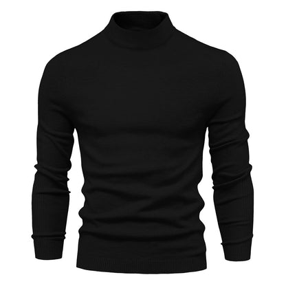 Men's Solid Colour Thickened Thermal Sweater Knitted Long Sleeve Medium Neck Slim Fit Jumper