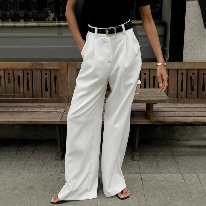 Women's High Waisted Wide Leg Fitted Trousers