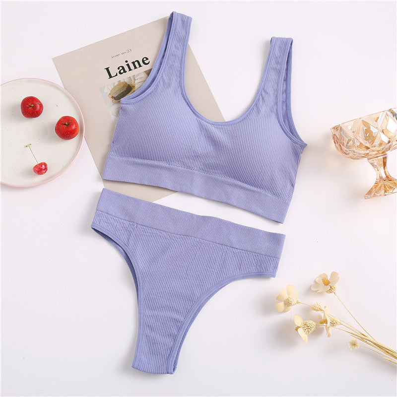 Women's Seamless Underwear Bra Top and Pants Set Underwear