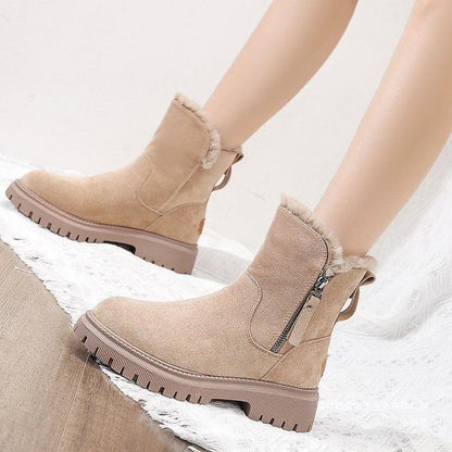 Women's Snow Ankle Boots Faux Suede Fur Lined Zip Side Winter Warm Casual Footwear