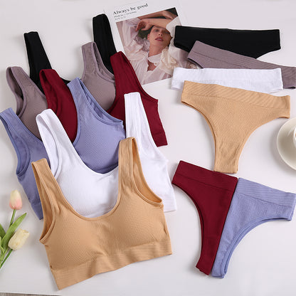 Women's Seamless Underwear Bra Top and Pants Set Underwear