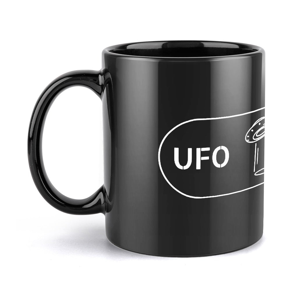 UFO UAP Tic Tac Print Wrap Drinkware Black 11oz Ceramic Cup Mug