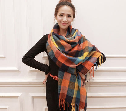 Women's Imitation Cashmere Fringed Tassel Edge Scarf