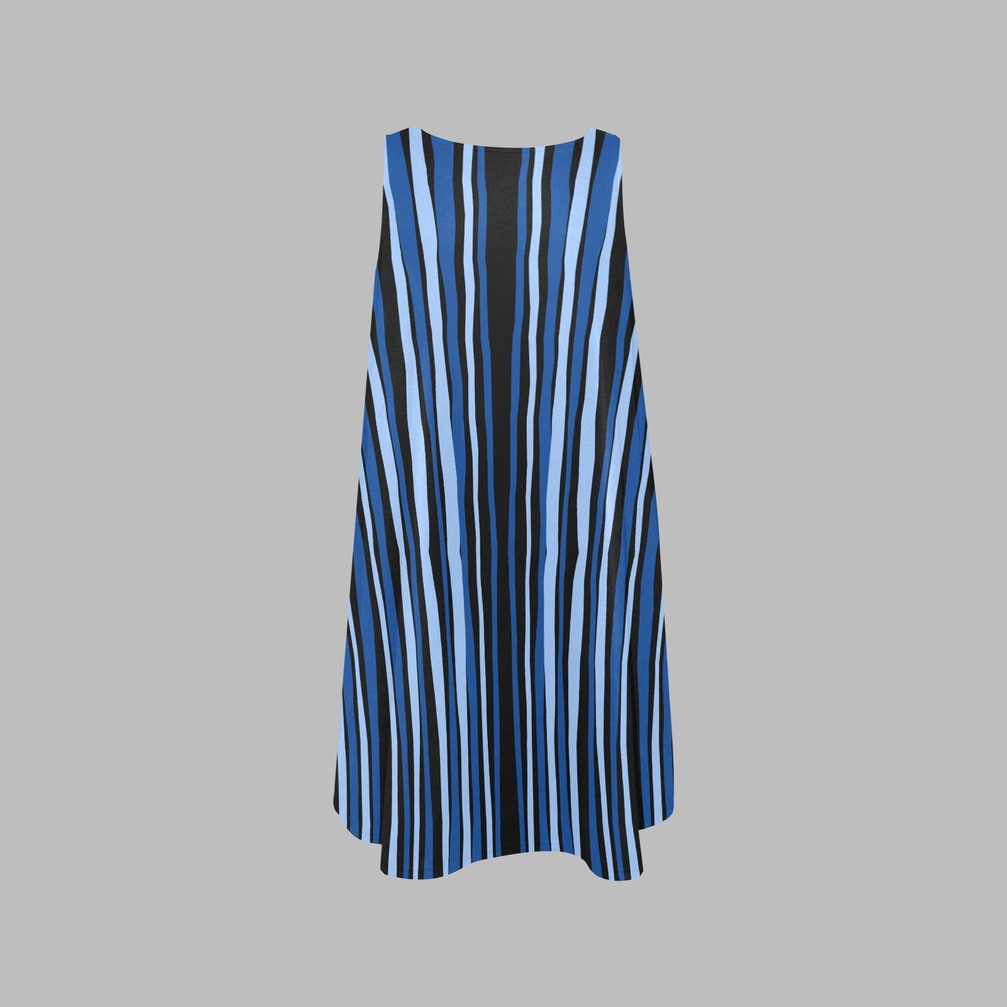 Women's Blue Stripe Sleeveless A-Line Dress with Pockets