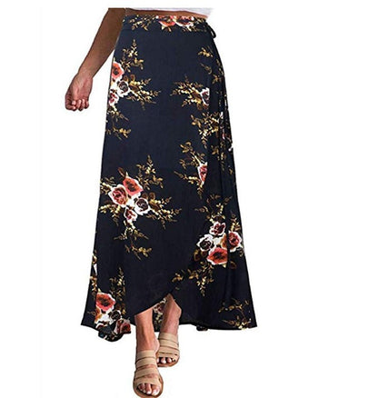 Women's Bohemian Chiffon Wrap Skirt Lightweight Irregular Split Leg Maxi Long Length