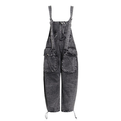 Women's Denim Dungarees Loose Fitting Large Pockets