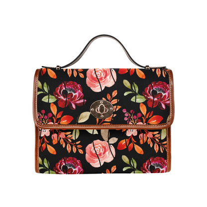 Women's Rustic Floral Print Handbag with Shoulder Strap