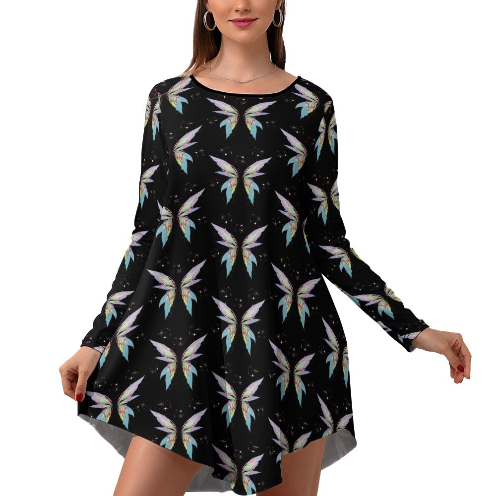 Women's Butterfly Long Sleeve Loose Dress