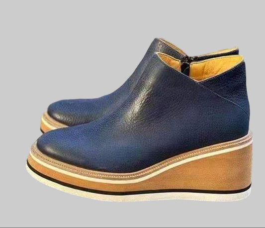 Women's Faux Leather Platform Wedge Ankle Boots