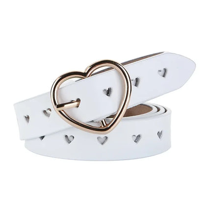 Women's Faux Leather Heart Shaped Belt Buckle Jeans Fashion Accessories