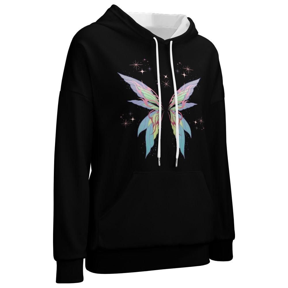 Women's Butterfly Print Dropped Sleeve Hoodie