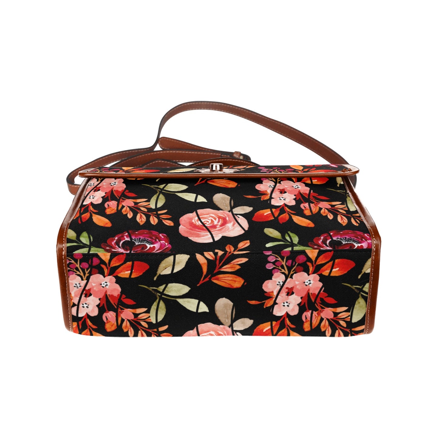 Women's Rustic Floral Print Handbag with Shoulder Strap