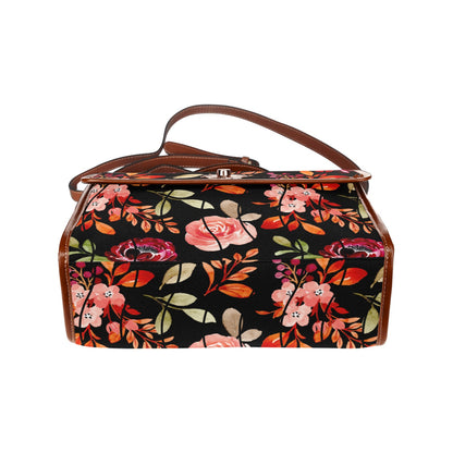 Women's Rustic Floral Print Handbag with Shoulder Strap