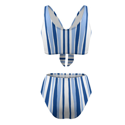 Women's Stripe Two Piece Tie Front Bikini