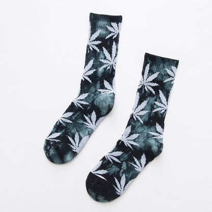 Men's Maple Leaves Print Socks Colourful Cotton Footwear