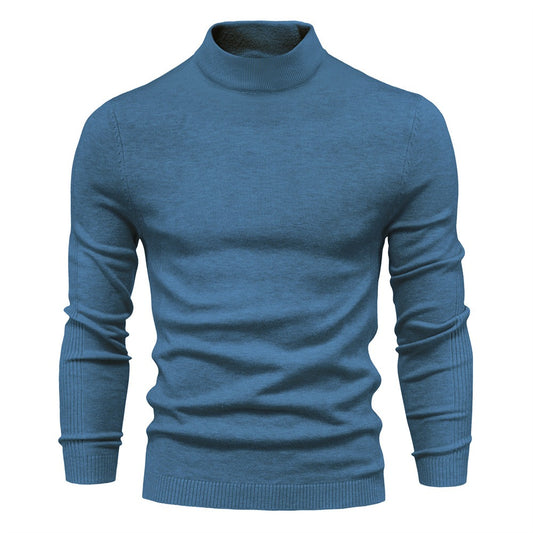 Men's Solid Colour Thickened Thermal Sweater Knitted Long Sleeve Medium Neck Slim Fit Jumper