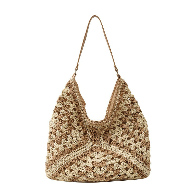 Women's Large Woven Bag Single Shoulder One Strap Handbag Casual Accessories