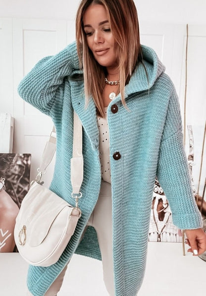 Women's Knitted Hooded Oversized Cardigan