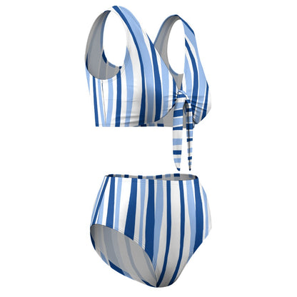 Women's Stripe Two Piece Tie Front Bikini