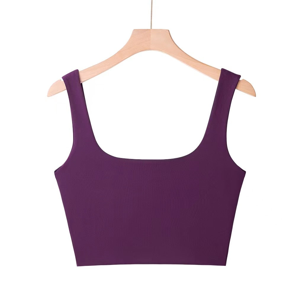 Women's Solid Colour Sleeveless Scoop Neck Crop Vest Tops