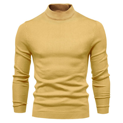 Men's Solid Colour Thickened Thermal Sweater Knitted Long Sleeve Medium Neck Slim Fit Jumper