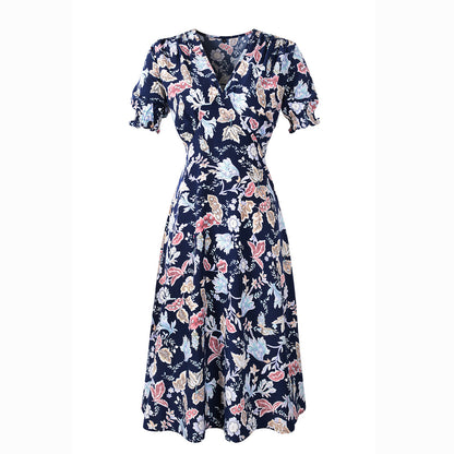 Women's Floral Print V-Neck Print Day Dress