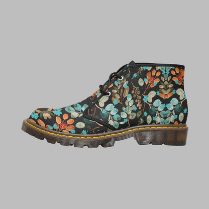 Women's Rustic Floral Canvas Chukka Ankle Boots