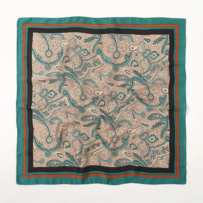 Women's Paisley Print Faux Silk Small Square Scarf